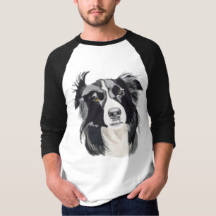 Schwarz-weißer Collie mit braunen Augen T-Shirt