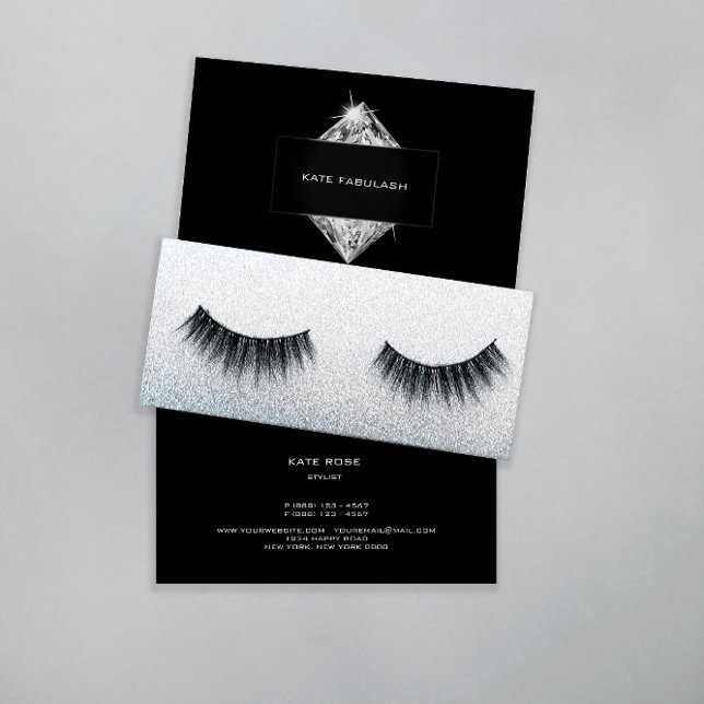 Schwarz-weißer Crystal Diamond Friseur Beauty Visitenkarte (Von Creator hochgeladen)