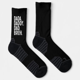 Schwarz-weißer DADA DADDY VATER BRUH VATERTAG Socken
