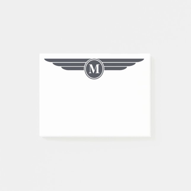 Schwarz-weißer Deco-Stil mit Monogramm Post-it Klebezettel (Vorderseite)