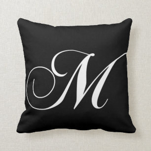 Schwarz-weißer Designer-mit Monogramm Kissen des
