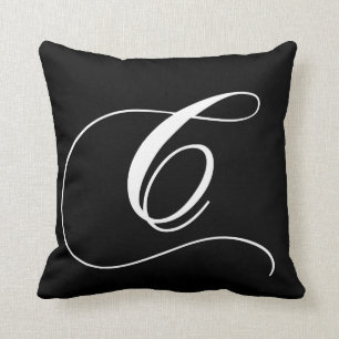 Schwarz-weißer Designer-mit Monogramm Kissen des
