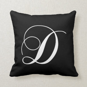 Schwarz-weißer Designer-mit Monogramm Kissen des