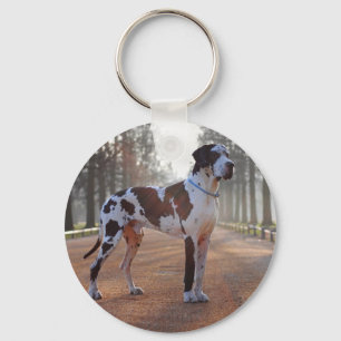 Schwarz-weißer Dogge Schlüsselanhänger