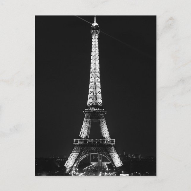 Schwarz-weißer Eiffelturm in Paris Postkarte (Vorderseite)