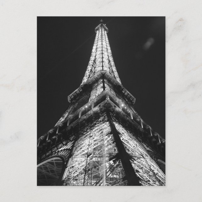 Schwarz-weißer Eiffelturm in Paris Postkarte (Vorderseite)