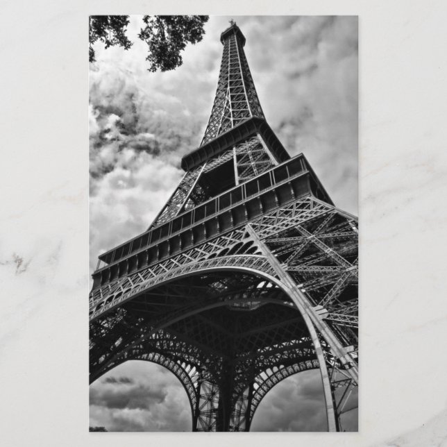 Schwarz-weißer Eiffelturm Paris Europa Reisen Briefpapier (Vorderseite)