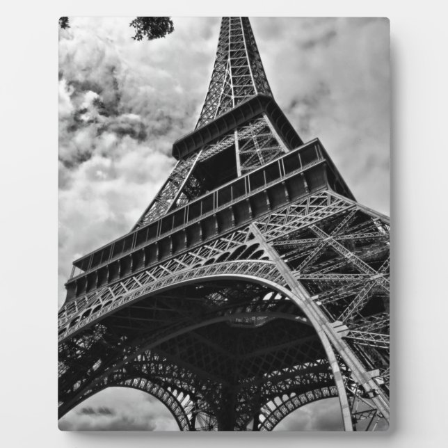 Schwarz-weißer Eiffelturm Paris Europa Reisen Fotoplatte (Vorderseite)