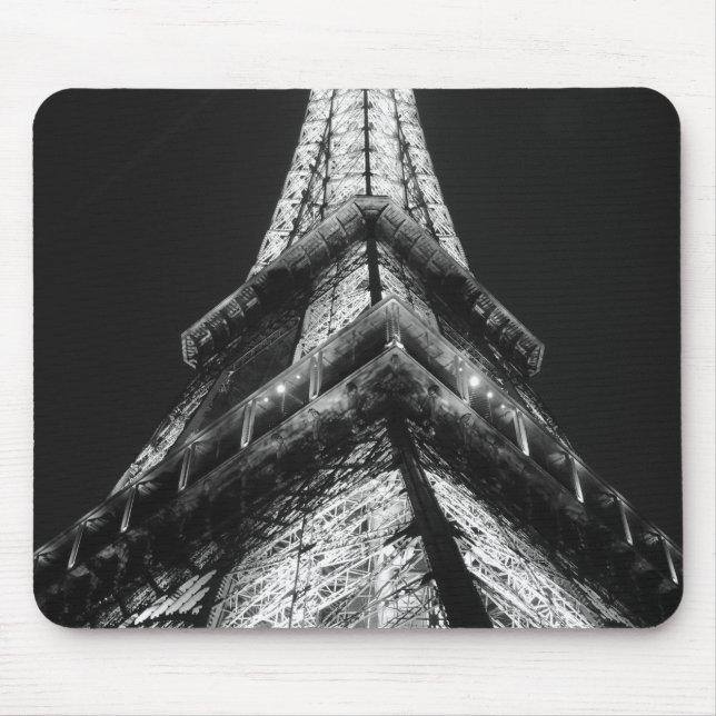 Schwarz-weißer Eiffelturm Paris Europa Reisen Mousepad (Vorne)