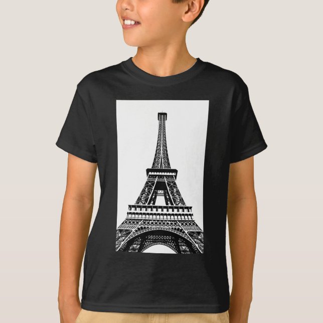 Schwarz-weißer Eiffelturm Paris Kunst, Dichtung un T-Shirt (Vorderseite)