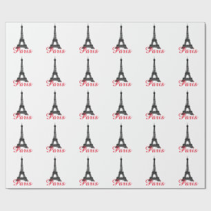 Schwarz-weißer Eiffelturm Paris Liebe Stadtrundgan Geschenkpapier