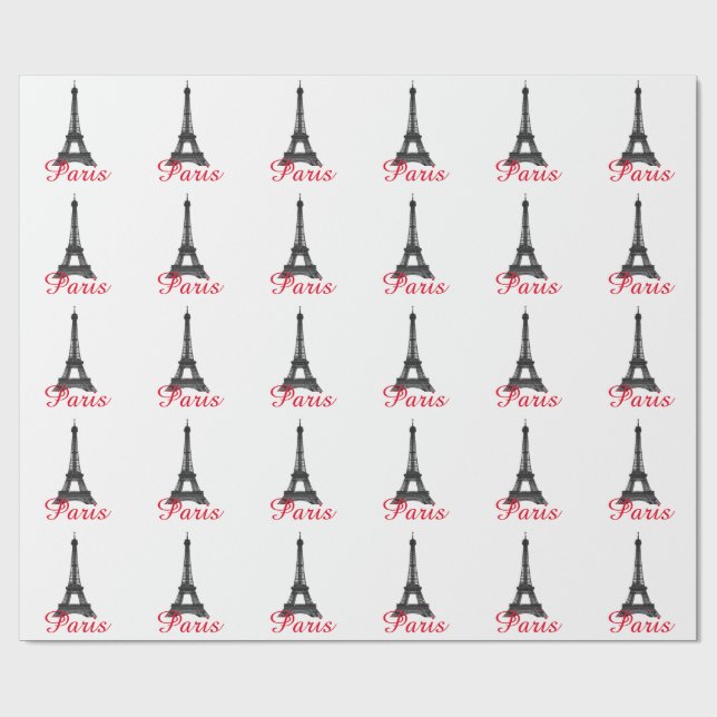 Schwarz-weißer Eiffelturm Paris Liebe Stadtrundgan Geschenkpapier (Flach)