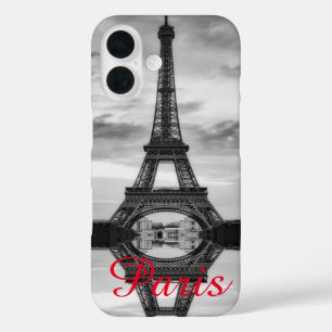 Schwarz-weißer Eiffelturm Paris Liebe Stadtrundgan iPhone 16 Hülle
