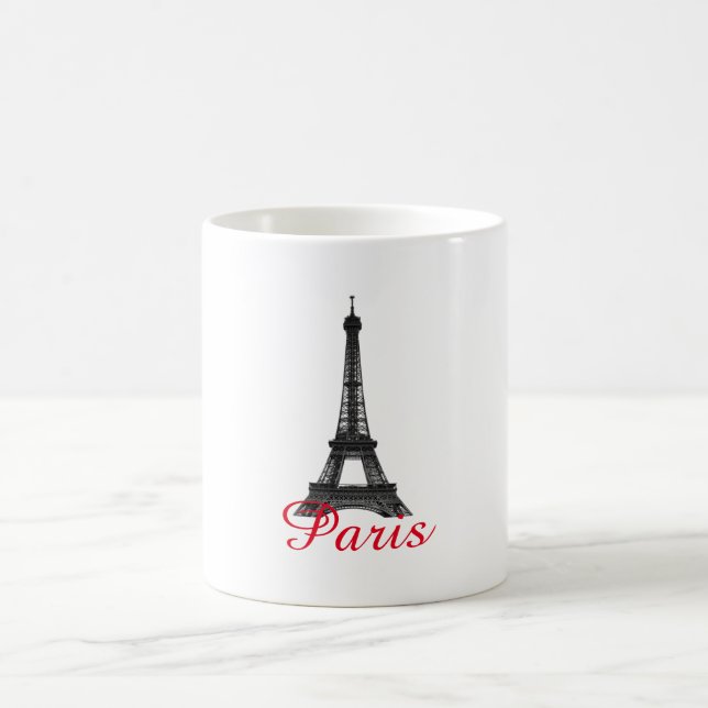 Schwarz-weißer Eiffelturm Paris Liebe Stadtrundgan Kaffeetasse (Mittel)