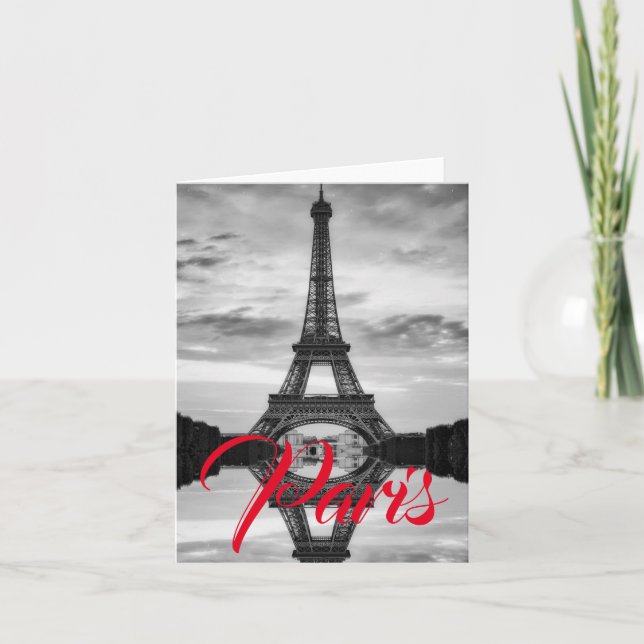Schwarz-weißer Eiffelturm Paris Liebe Stadtrundgan Karte (Vorderseite)