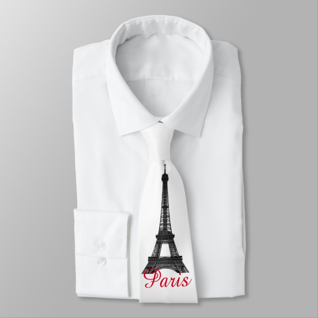 Schwarz-weißer Eiffelturm Paris Liebe Stadtrundgan Krawatte (Gebunden)