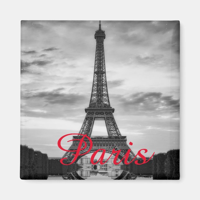 Schwarz-weißer Eiffelturm Paris Liebe Stadtrundgan Magnet (Vorne)