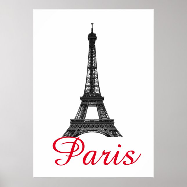 Schwarz-weißer Eiffelturm Paris Liebe Stadtrundgan Poster (Vorne)