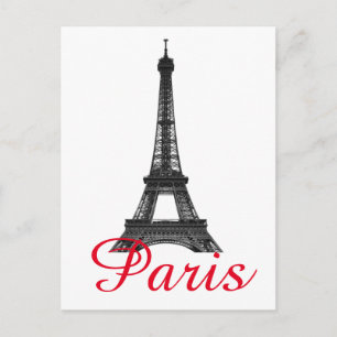 Schwarz-weißer Eiffelturm Paris Liebe Stadtrundgan Postkarte