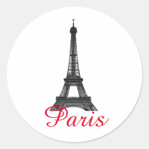 Schwarz-weißer Eiffelturm Paris Liebe Stadtrundgan Runder Aufkleber