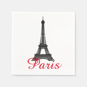 Schwarz-weißer Eiffelturm Paris Liebe Stadtrundgan Serviette
