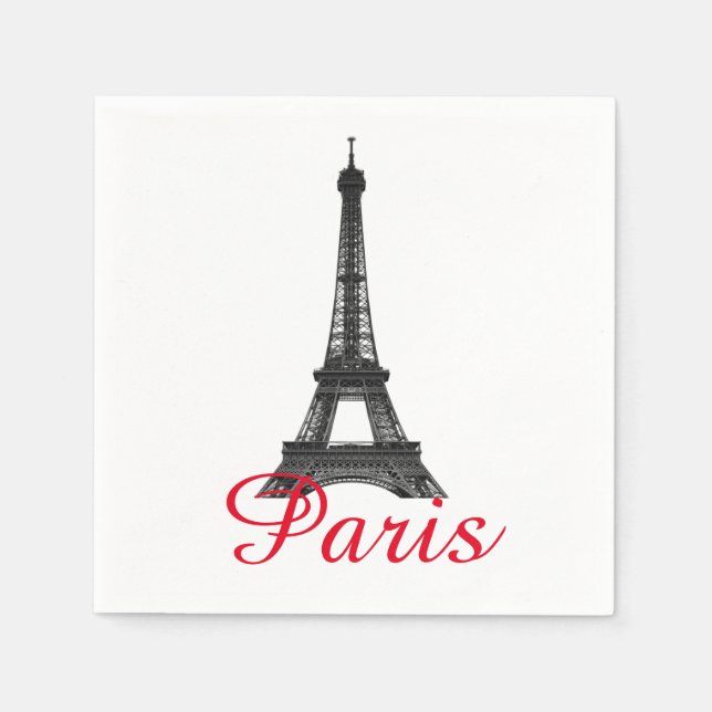 Schwarz-weißer Eiffelturm Paris Liebe Stadtrundgan Serviette (Vorderseite)