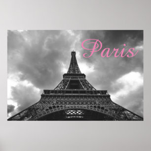 Schwarz-weißer Eiffelturm Paris Romantische Liebe  Poster