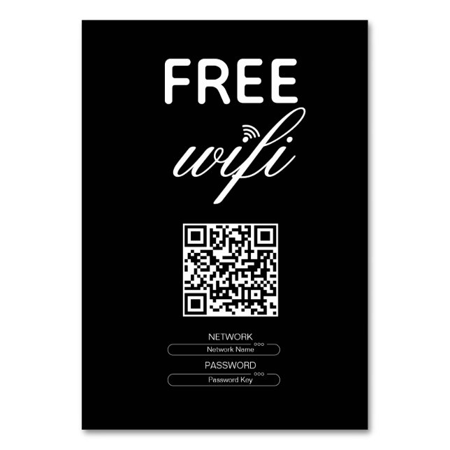 Schwarz-weißer, einfacher, kostenloser QR-Code Tischnummer (Vorderseite)