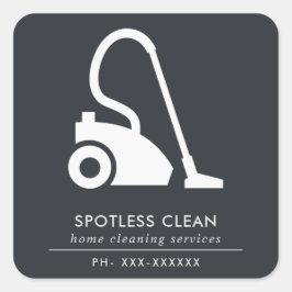 SCHWARZ-WEISSER EINFACHER VACUUM CLEANER CLEANING QUADRATISCHER AUFKLEBER