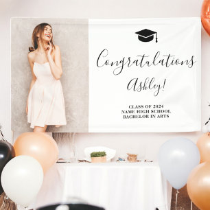 Schwarz-weißer, eleganter Abschluss Glückwunsch Banner