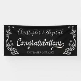 Schwarz-weißer Eleganter Chic Hochzeitsgratulation Banner