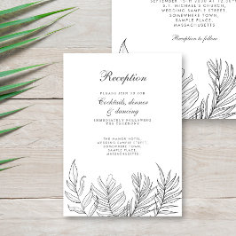 Schwarz-weißer Empfang aus tropischem Leaf Begleitkarte