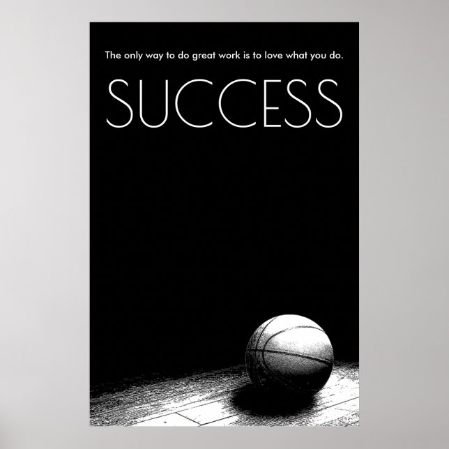 Schwarz-weißer Erfolg Motivierend Basketball Poster (Vorne)