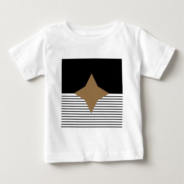 Schwarz-weißer Farbblock & Braun Diamond Baby T-shirt (Vorderseite)