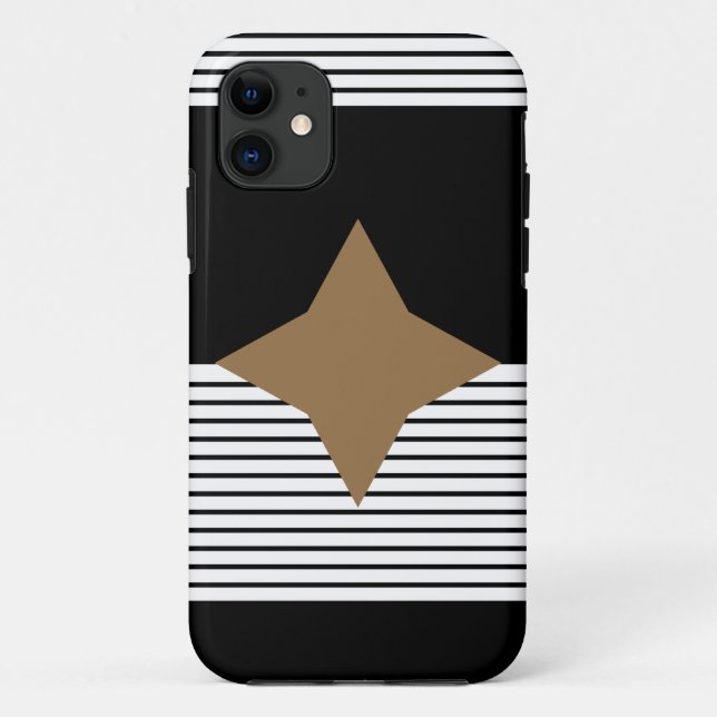 Schwarz-weißer Farbblock & Braun Diamond Case-Mate iPhone Hülle (Rückseite)