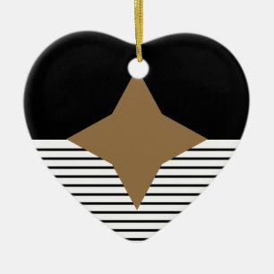 Schwarz-weißer Farbblock & Braun Diamond Keramik Ornament