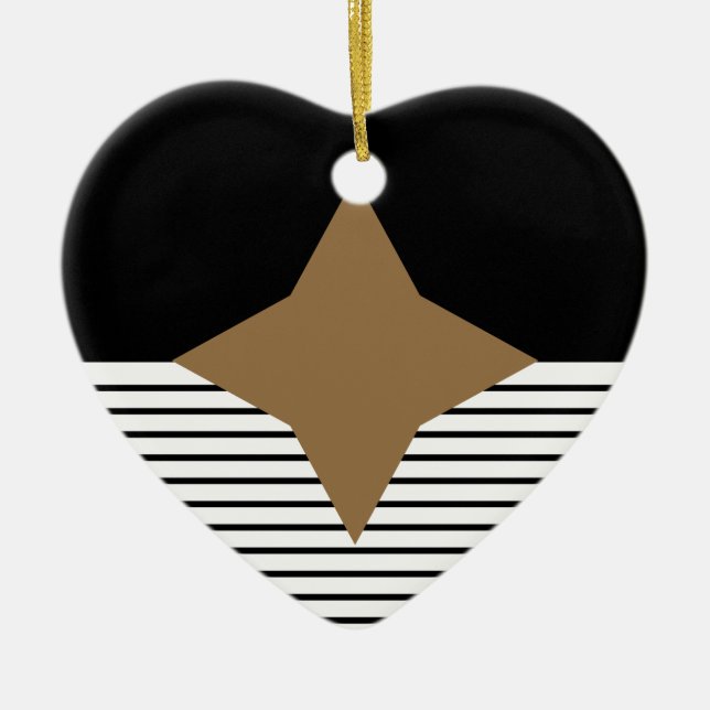 Schwarz-weißer Farbblock & Braun Diamond Keramik Ornament (Vorne)