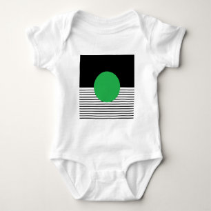 Schwarz-weißer Farbblock und grüner Kreis Baby Strampler