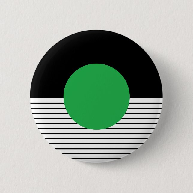 Schwarz-weißer Farbblock und grüner Kreis Button (Vorderseite)
