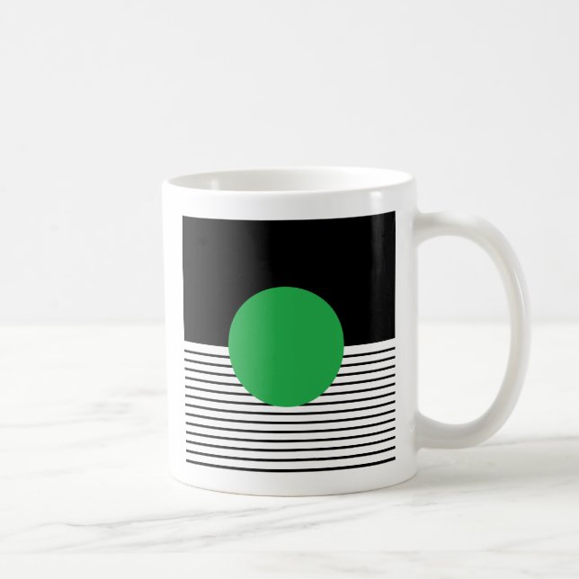 Schwarz-weißer Farbblock und grüner Kreis Kaffeetasse (Rechts)
