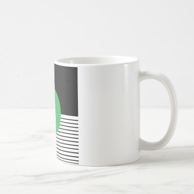 Schwarz-weißer Farbblock und grüner Kreis Kaffeetasse (Rechts)