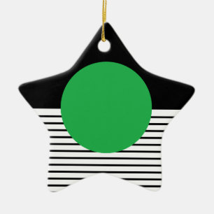 Schwarz-weißer Farbblock und grüner Kreis Keramik Ornament