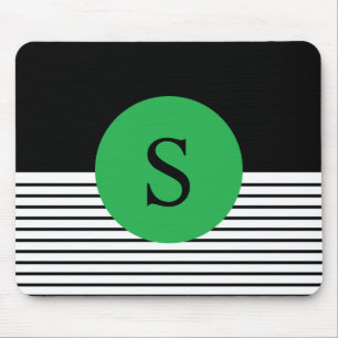 Schwarz-weißer Farbblock und grüner Kreis Mousepad