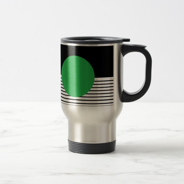 Schwarz-weißer Farbblock und grüner Kreis Reisebecher (Rechts)