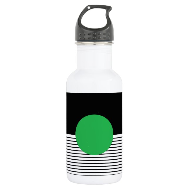 Schwarz-weißer Farbblock und grüner Kreis Trinkflasche (Vorderseite)