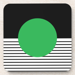 Schwarz-weißer Farbblock und grüner Kreis Untersetzer