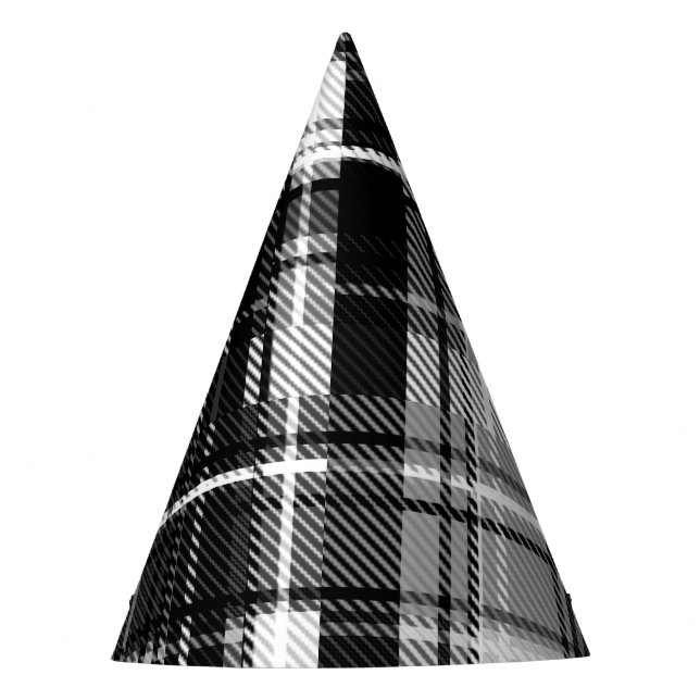 Schwarz-weißer Flannel Kariert Tartan Partyhütchen (Vorderseite)