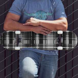 Schwarz-weißer Flannel Kariert Tartan Skateboard