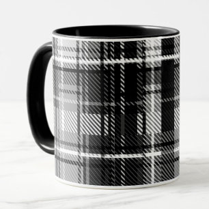 Schwarz-weißer Flannel Kariert Tartan Tasse