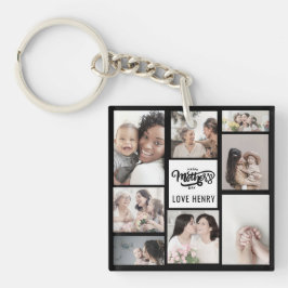 Schwarz-weißer Fotocollage-Geschenk zum Muttertag Schlüsselanhänger